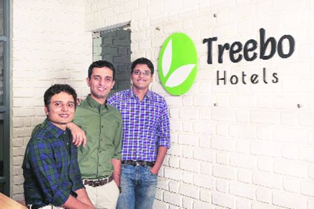 Treebo founders Sidharth Gupta, Kadam Jeet Jain and Rahul Chaudhary