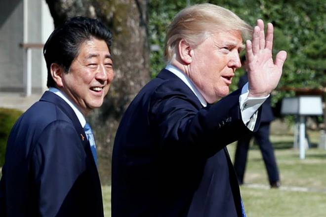 donald trump. trump, asia tour, trump in japan, japan bomb threats, shinzo abe