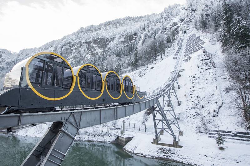 Switzerland, funicular railway, steepest funicular railway, Schwyz-Stoos, Stoos, carriages, train, passengers, swiss train, swiss valley, world news
