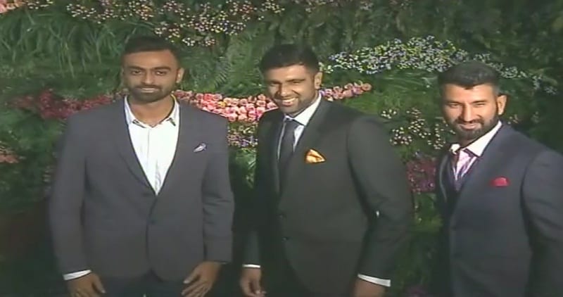 Javed Unadkat, R Ashwin, Cheteshwar Pujara can be seen at the wedding reception of Virat Kohli and Anushka Sharma.
