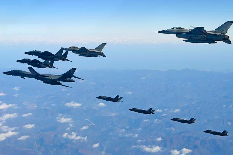 US Air Force, Air Force, US, joint aerial drill, Vigilant Ace, military drills, south korea, US fighter jets, US B-1B bomber, fighter jets