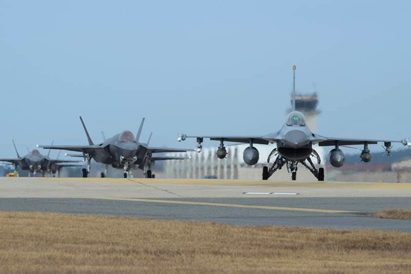 US Air Force, Air Force, US, joint aerial drill, Vigilant Ace, military drills, south korea, US fighter jets, US B-1B bomber, fighter jets