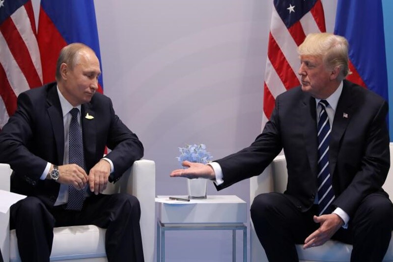 U.S. President Donald Trump meets Russian President Vladimir Putin during their bilateral meeting at the G20 summit in Hamburg, Germany July 7. (Source: Reuters)