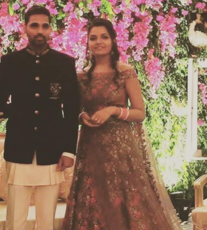 Indian captain Virat Kohli, MS Dhoni and Rohit Sharma were amongst the few who attended Men In Blues paceman Bhuvneshwar Kumar and Nupur Nagar’s wedding reception in Taj Mahal, New Delhi on Tuesday. The couple got married in a glittering ceremony in Meerut last month which is Bhuvi’s hometown. It was then followed by a reception in the bride’s hometown-Bulandshahr on November 26. The India pacer, who was adjudged man-of-the-match in the 1st Test against Sri Lanka, had requested for a break from the remainder of the series because of personal reasons. See who all made it to the reception. (Instagram)