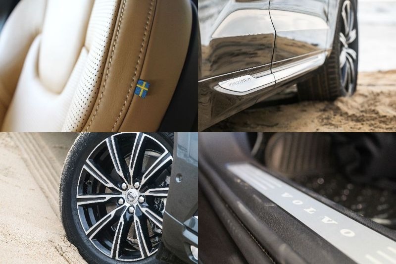 Volvo XC60 SUV gets premium touches like high-quality scuff plate, flag of Sweden stitched along the seat, Inscription embeded on the side cladding and even the tyres are built specifically for the Volvo Cars by Michelin.