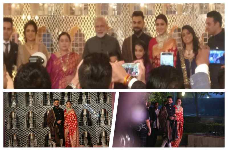 India’s power-couple Virat Kohli and Anushka Sharma on Thursday hosted their wedding reception at The Taj Palace Hotel, New Delhi. This is first of the two receptions, that the duo has planned to host. Today’s reception is for close family and friends. Virushka were seen wearing fashion designer Sabyasachi attire for the Delhi reception too. The designer dressed the couple in his creations for all their big days so far- the engagement, haldi, sangeet and the wedding in Tuscany.While Anushka looked divine in a red saree, Virat looked dapper in a black sherwani. The couple is expected to fly out to Mumbai to prepare for the function on December 26. Here are the pictures of Virat Kohli and Anushka Sharma’s reception: