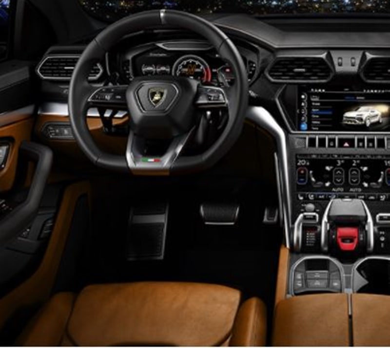 Lamborghini Urus is powered by a V8 bi-turbo engine with a maximum power output of 650 hp and the best weight-to-power ratio on the SUV market. The engine is paired with an eight-gear automatic transmission and the power is sent to a full-time four-wheel drive system with active torque vectoring. It gets four-wheel steering, adaptive air suspension with active dampers, a roll stabilisation system with continuous and immediate response, carbon ceramic brakes and mixed tyres.