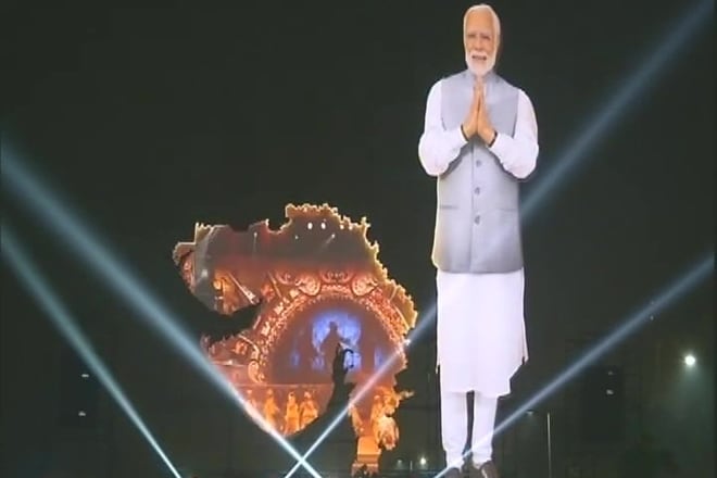 Gujarat assembly elections, gujarat assembly election goes high tech, congress, bjp, pm narendra modi, narendra modi, laset put up near sabarmati river front, laser put near sabarmati river front