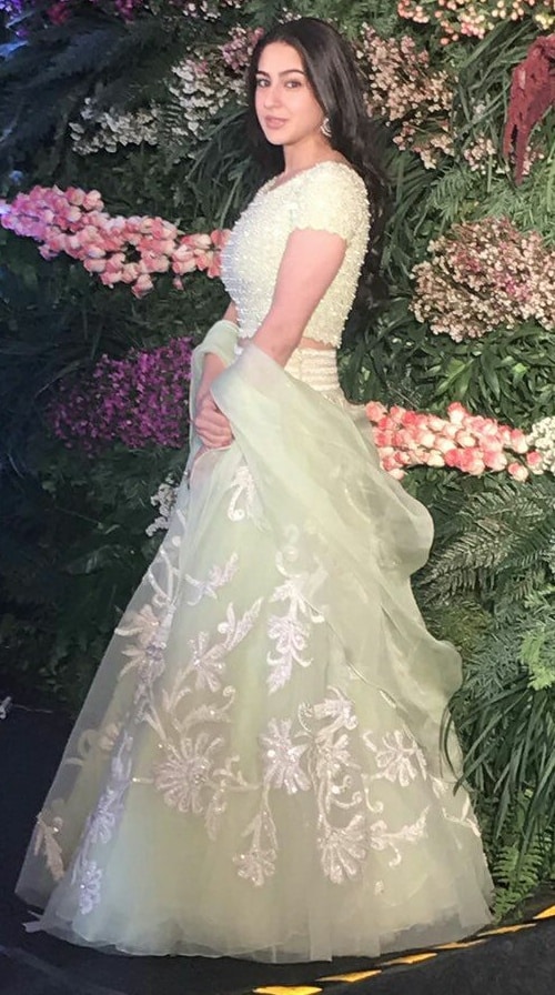 Saif Ali Khan's daughter Sara Ali Khan was also present at the reception. (IE)