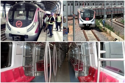 Delhi Metro Magenta Line, magenta line, delhi metro, narendra modi, yogi adityanath, arvind kejriwal, magenta line inauguration, botanical garden, kalkaji mandir