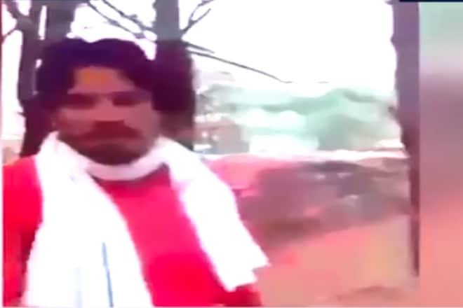 The man in the pic axed a Muslim labourer and burned him alive (Source: Video grab/ CNN-News 18) The man in the pic axed a Muslim labourer and burned him alive (Source: Video grab/ CNN-News 18)