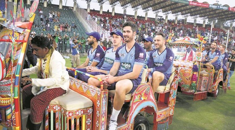 3) International cricket returns to Pakistan- Pakistan may have taken its biggest step yet towards full restoration of cricket at home by staging the first of three Twenty20 internationals against the World XI, a team from seven nations assembled by coach Andy Flower on behalf of the Pakistan Task Team that was formed by International Cricket Council in 2010 to revive cricket in Pakistan. (AP)