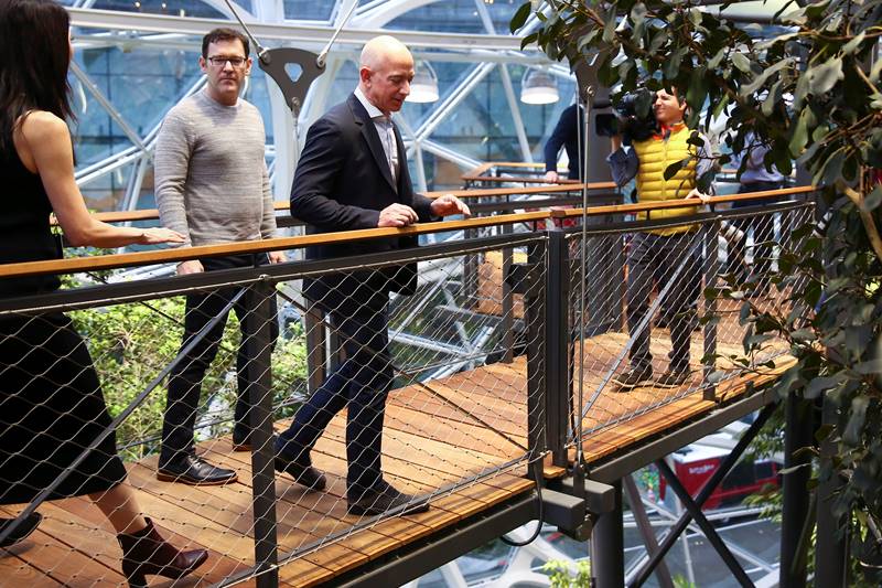 Jeff Bezos, Amazon's billionaire founder, officially opened the project in a ceremony with Amazon executives, elected officials and members of the media - by voice command. (Image: Reuters)
