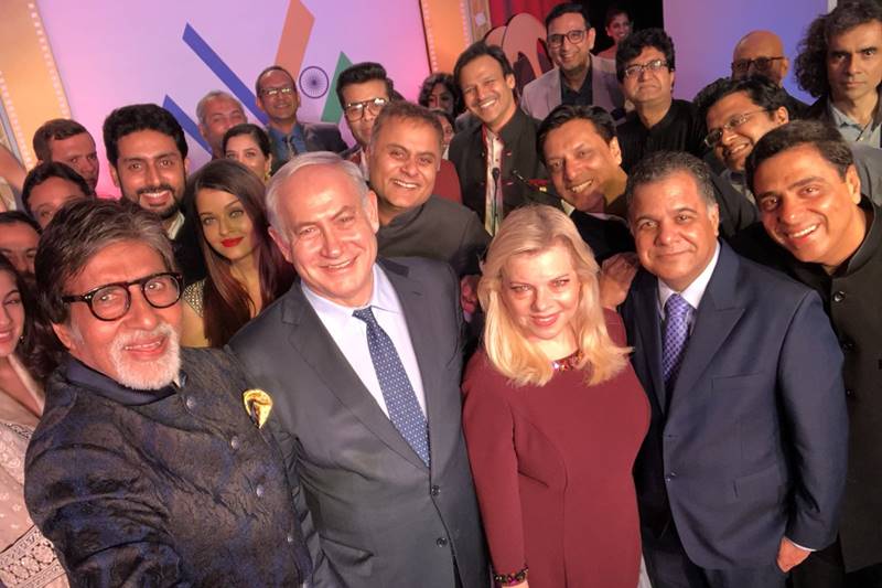 Recreating the viral 'Oscar selfie', which featured several Hollywood stars in one picture, Israeli Prime Minister Benjamin Netanyahu tonight posed with Bollywood superstars as a sign of the "great friendship" between India and Israel. Netanyahu was at "Shalom Bollywood" event in Mumbai, where top stars from the industry were present, including Amitabh Bachchan, Aishwarya Rai, Abhishek Bachchan, and filmmaker Karan Johar. "I want everyone in Indian and Israel to know about the phenomenal friendship between our countries. So I've an idea. One of the most viral pictures took place at the Oscars where several celebrities took a selfie together," he said. "So I want all the Bollywood actors, directors, producers present here to join me right now for a selfie so millions of people can see the great friendship between the two countries," Netanyahu added. (Image: Twitter/Benjamin Netanyahu)