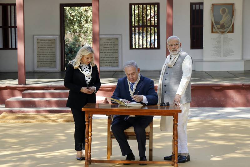 The Israeli PM is the third international leader whom Modi is hosting in his home state of Gujarat. (PTI Photo)