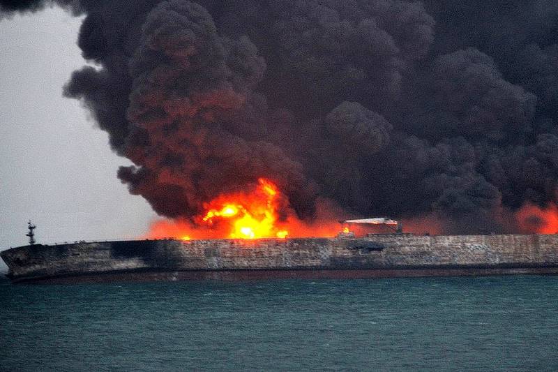 iran, Iranian oil tanker, collision, china, sanchi, iranian oil tanker sanchi, iranian oil tanker on fire, chinese cargo ship, oil tanker burning, oil tanker explosion, oil tanker, rescue vessels, cargo ship, environment disaster, world news