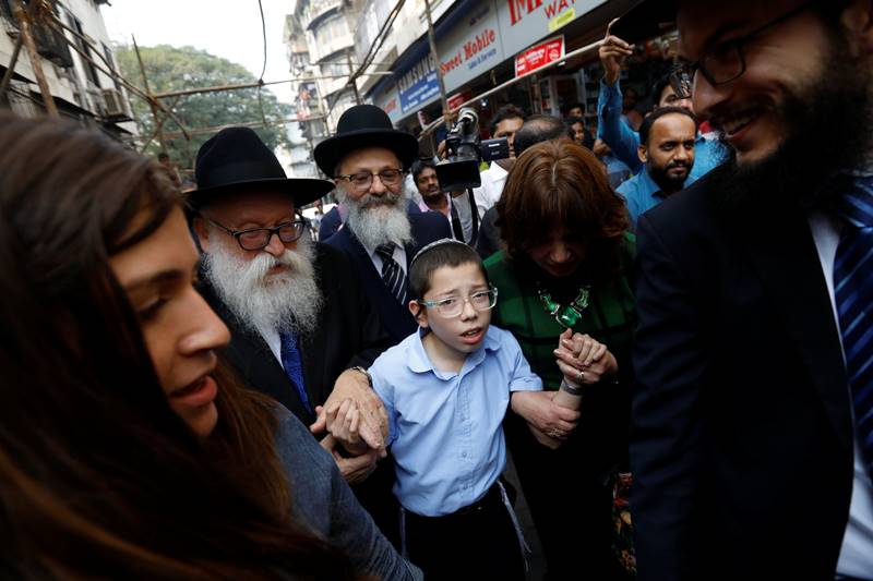 "Shalom...bahut khushi (I'm very happy)," said a shy Moshe, speaking to media at the Mumbai airport. (Reuters Photo)