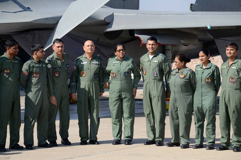 Earlier Sitharaman met IAF personnel at the air force station and reviewed the operational and combat preparedness of the force, the sources said. (PTI Photo)