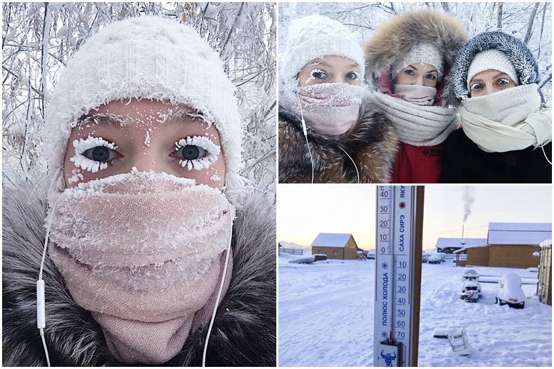 Even thermometers can't keep up with the plunging temperatures in Russia's remote Yakutia region, which hit minus 67 degrees Celsius (minus 88.6 degrees Fahrenheit) in some areas Tuesday. In Yakutia _ a region of 1 million people about 3,300 miles (5,300 kilometers) east of Moscow _ students routinely go to school even in minus 40 degrees. But school was canceled Tuesday throughout the region and police ordered parents to keep their children inside. In the village of Oymyakon, one of the coldest inhabited places on earth, state-owned Russian television showed the mercury falling to the bottom of a thermometer that was only set up to measure down to minus 50 degrees. In 2013, Oymyakon recorded an all-time low of minus 71 degrees Celsius (minus 98 Fahrenheit). Let us take a look at some of the images: