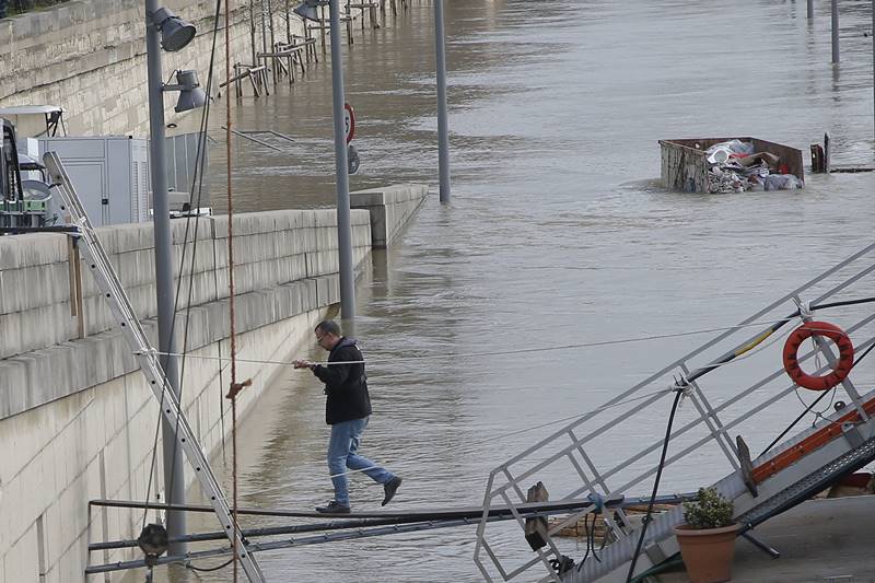 The government's "Vigicrues" flood monitoring body showed a slight increase overnight in the levels of the river in the capital, which could get close to peaks last seen in 2016. (AP Photo)