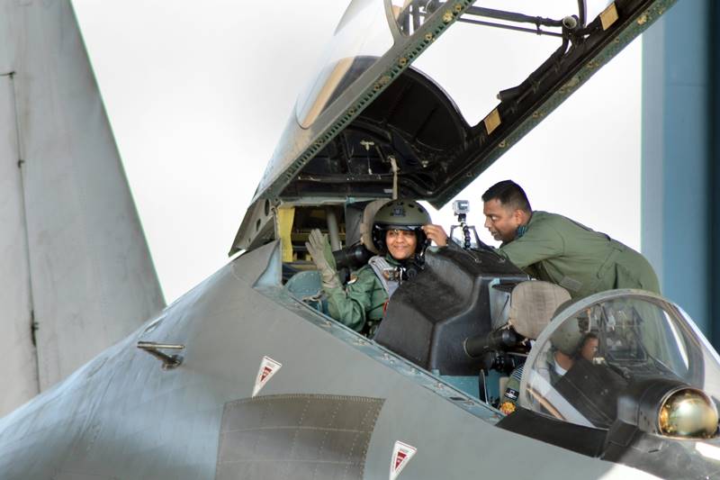 Prior to the sortie, the minister was briefed by the pilot. (PTI Photo)
