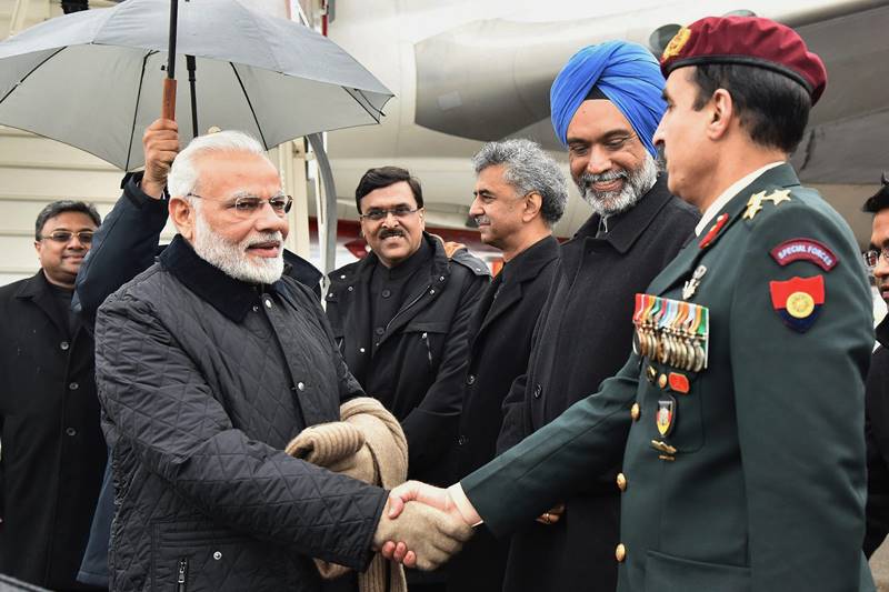 World Economic Forum 2018: Prime Minister Narendra Modi arrived here to attend the World Economic Forum (WEF) annual meet where he would share his vision for India's future engagements with the international community. The annual World Economic Forum (WEF) meet of the rich and the powerful began here today with a special message from Pope Francis being read out at the opening ceremony. WEF Founder and Executive Chairman Klaus Schwab declared the summit open amid the ski-resort receiving record snowfall. Modi, the first Indian prime minister to attend the summit in two decades, would deliver the opening plenary address at the summit today. (PTI Photo)