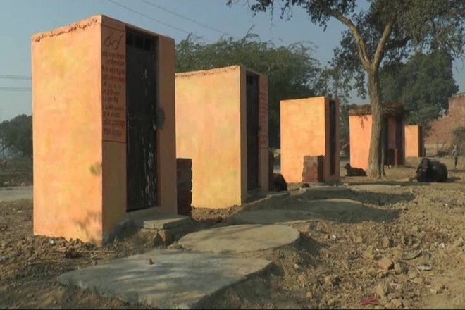 Toilets in Akhilesh Yadav's home district painted saffron