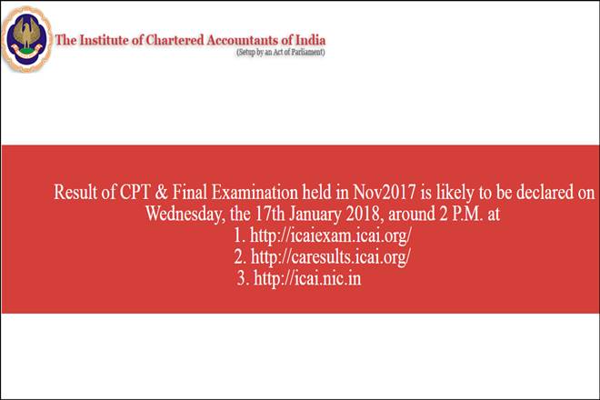 ICAI result 2017, icaiexam.icai.org, CA CPT result, CA Final result, ICAI result, ca cpt, CA Final, Chartered Accountant, Institute of Chartered Accountants of India, Common Proficiency Test, results via SMS, education news
