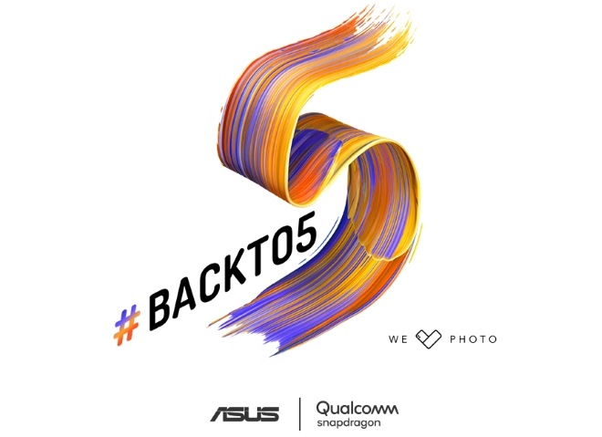 Asus’ MWC 2018 invite features an image that reads “BACKTO5” written along a design resembling the number 5
