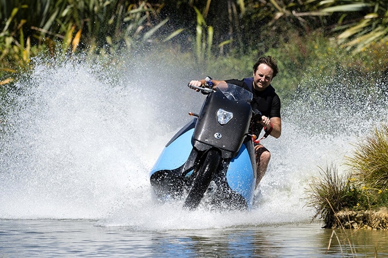 Meet Gibbs Biski, no other motorcycle can do the things it can do on a surface no other two-wheeler can go on. So, you've guessed it by now, the Biski is effectively an amphibious creature - can dwell on land and water.