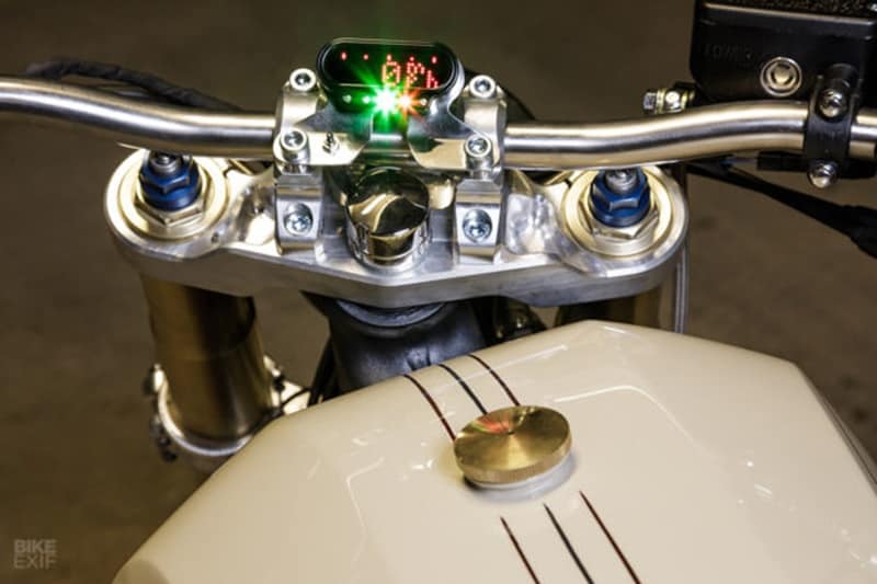 Colin’s next big challenge was the rear suspension. “To get the rear shock nice and tight in the rear end—and still have a bike that handled well—I needed a linkage to get an acceptable shock leverage ratio. I decided on the relatively common linkage from a Ducati 1098 and set to work designing the suspension based on that, and the visual lines I wanted to achieve with the subframe.”