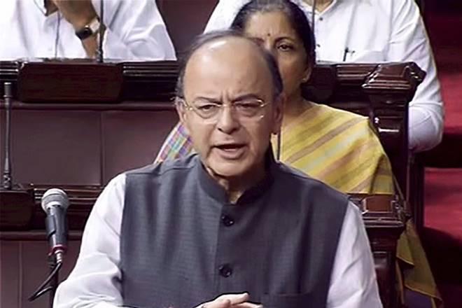 Arun Jaitley in Rajya Sabha, Arun jaitley rajya sabha, arun jaitley global slowdown, weak economy, fiscal slippage,  fiscal slippage upa government, fiscal deficit, pm narendra modi, aadhaar 
