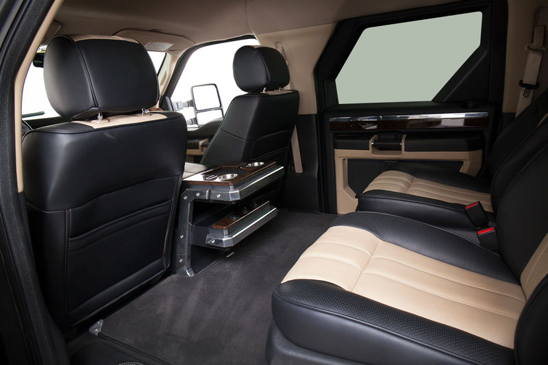 The rear seat of Rhino GX Executive gets power-reclining bucket seats with massage functions. USSV is offering three colour options on this vehicle: black, tan, and military green.