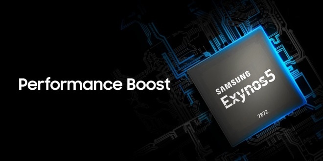 Exynos 5 Series 7872 embeds a high-speed LTE modem that is claimed to offer peak data speeds up to 300Mbps for downloading and 150Mbps for uploading