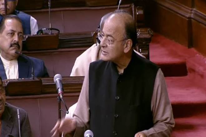 Finance Minister Arun Jaitley in Rajya Sabha. (ANI)