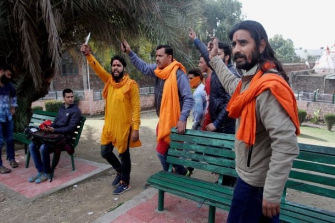 Bajrang Dal issues complaint against couples. (PTI) Bajrang Dal issues complaint against couples. (PTI)