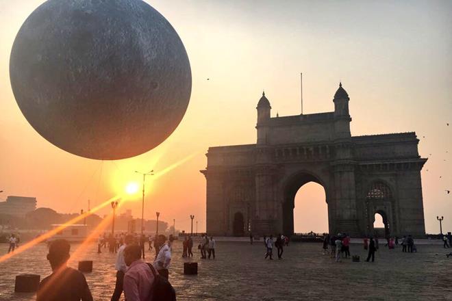 Museum of the Moon, moon replica, mumbai, fateway of india, Museum of the Moon pictures, Museum of the Moon in india, NASA, moon pictures, moon expedition