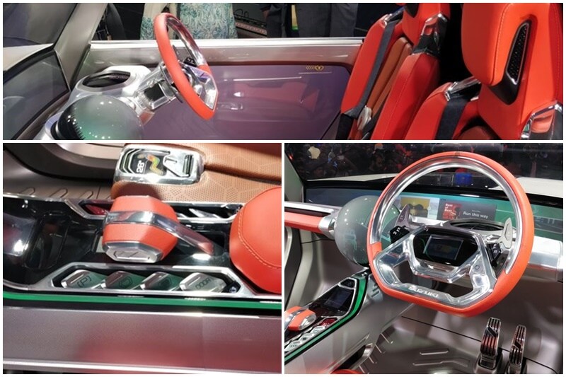 E-Survivor Concept: Although it's unlikely to make it to production, Maruti has been keen on putting through almost production spec details on the e-Survivors interiors. Everything from the steering wheel to the immaculately designed chrome interiors the e-Survivor concept ticks all the boxes for what a production car might have.