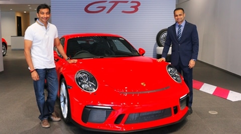 India’s first F1 driver Narain Karthikeyan takes delivery of his new Porsche GT3