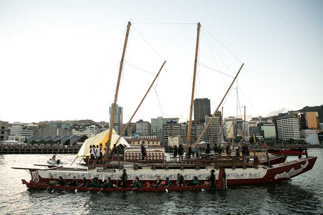 Waka during NZ Festival Opening Night- A Waka Odyssey in New Zealand