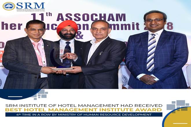 SRM institute of hotel management, SRM hotel management award, srm hotel management institute wins award, srm hotel management college award, srm hotel management chennai, srm hospitality