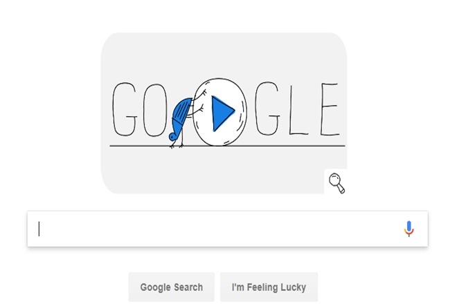 google doodle, winter olympics 2018, peyongchang, lady bird, snowball, ski jumping