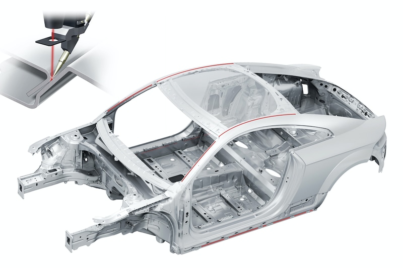 Laser technology for welding roofs has companies under Volkswagen Group umbrella to have a single body shell for the whole roof without any joint. The company has been working with lasers on body-in-white applications since 1993, with the first production application occurring in '96 on a roof joint. The most important benefit of using laser systems for body welding is the fact that there is a tremendous amount of flexibility inherent in the equipment. This has allowed modular use of platforms like MQB and MLB more easy within Volkswagen Group companies including VW, Porsche, Audi, Skoda and SEAT.