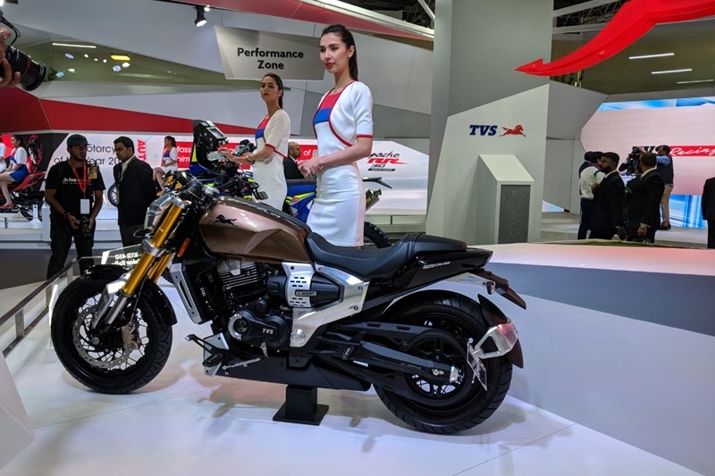 TVS Zeppelin: TVS Motor Company's highlight at the Auto Expo 2018 was the TVS Zeppelin, a brand new cruiser motorcycle set to challenge Bajaj Avenger in the segment. It is powered by a 200 cc engine, paired with TVS' Integrated Starter Generator (ISG), which the company says provides 'e-boost' to help start the engine quicker. Also, TVS Zeppelin is equipped with a 1200W regenerative assist motor with a 48V Li-ION battery to further enhance the performance.