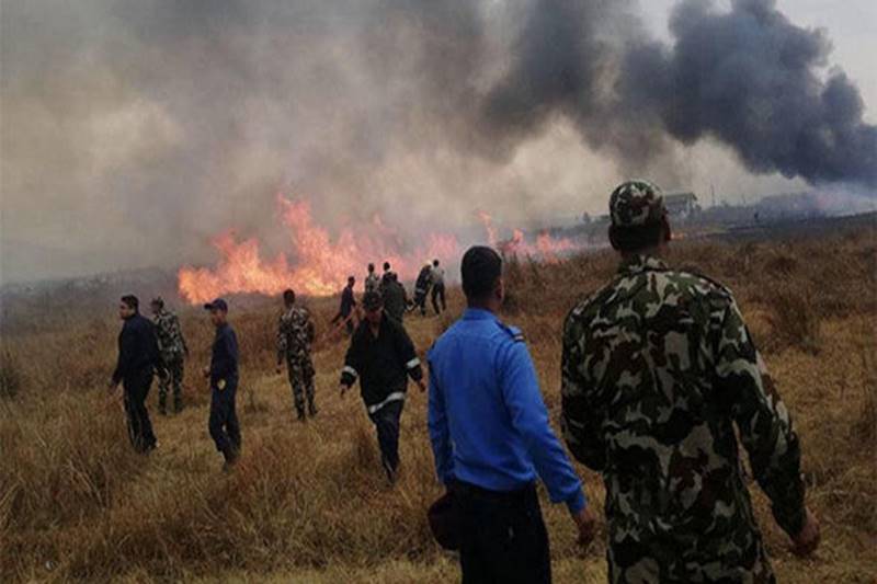 The plane is believed to have been travelling from Dhaka, the capital of Bangladesh when it crashed in Kathmandu. (Source: Twitter)