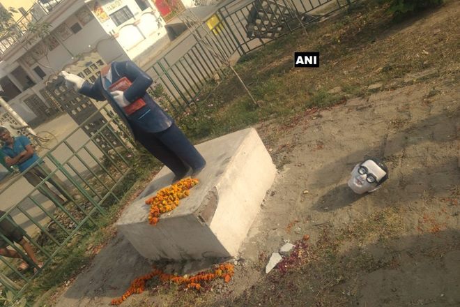 BR Ambedkar, Allahabad, Uttar Pradesh, Bhimrao Ramji Ambedkar, ambedkar statue vandalised, statue vandalism, 