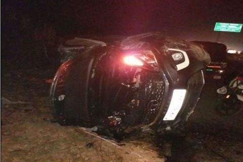 Tata Nexon hits a cement block, rolls 3 times yet driver walked out! Pure chance or Tata safety proven?