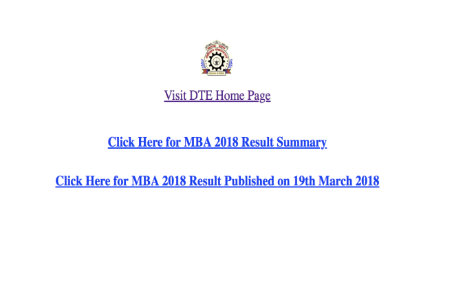 Directorate of Technical Education (DTE), Maharashtra has declared the MAH-MBA/MMS-CET 2018 result. Directorate of Technical Education (DTE), Maharashtra has declared the MAH-MBA/MMS-CET 2018 result.