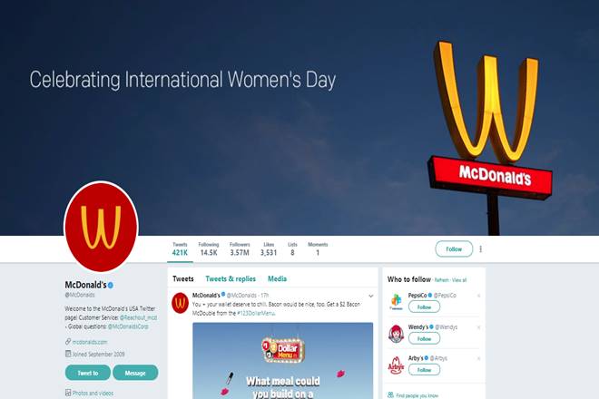 mcdonald, mcdonald logo flipped, mcdonald arches flipped, mcdonald women day, international women day, happy women day, international womens day, womens day, mcdonalds news