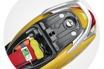 Generous underseat storage with mobile charger